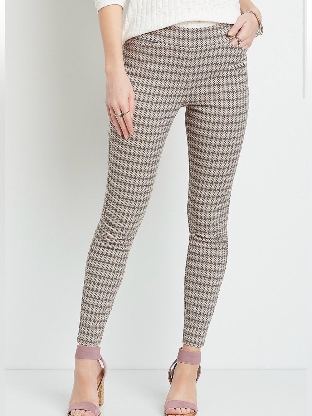 Maurices Houndstooth Bengaline Skinny Ankle Dress Pant